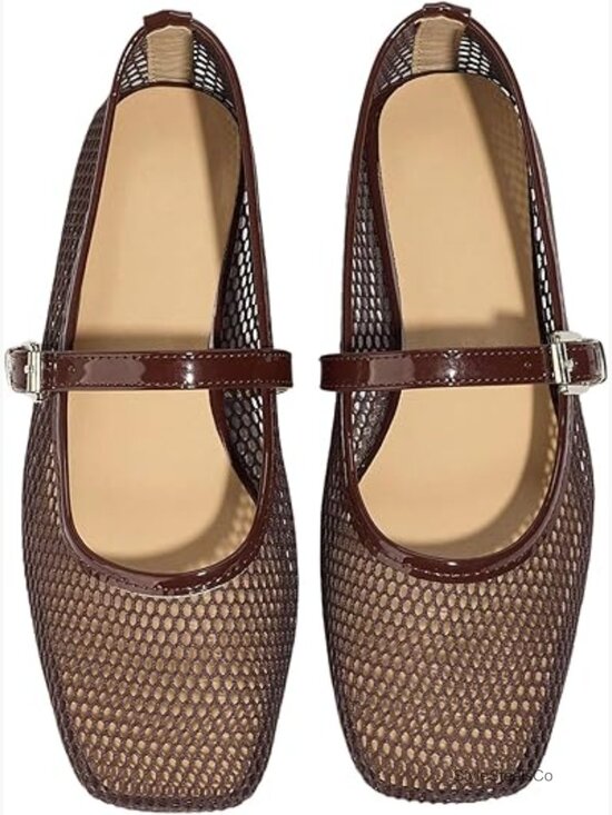 Shoes - Mesh Ballet Flats Comfortable Dressy Trendy Square Closed Toe Maryjane
